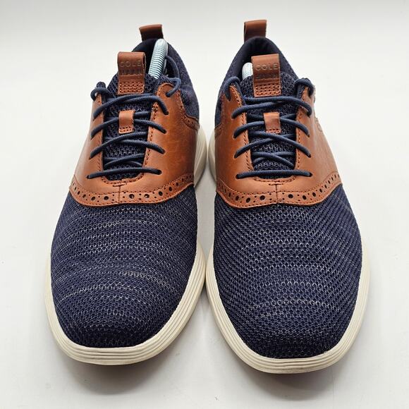 Cole Haan Shoes Mens 11.5 Grand OS Oxford Navy Brown Quiet Luxury Workwear - Picture 2 of 7